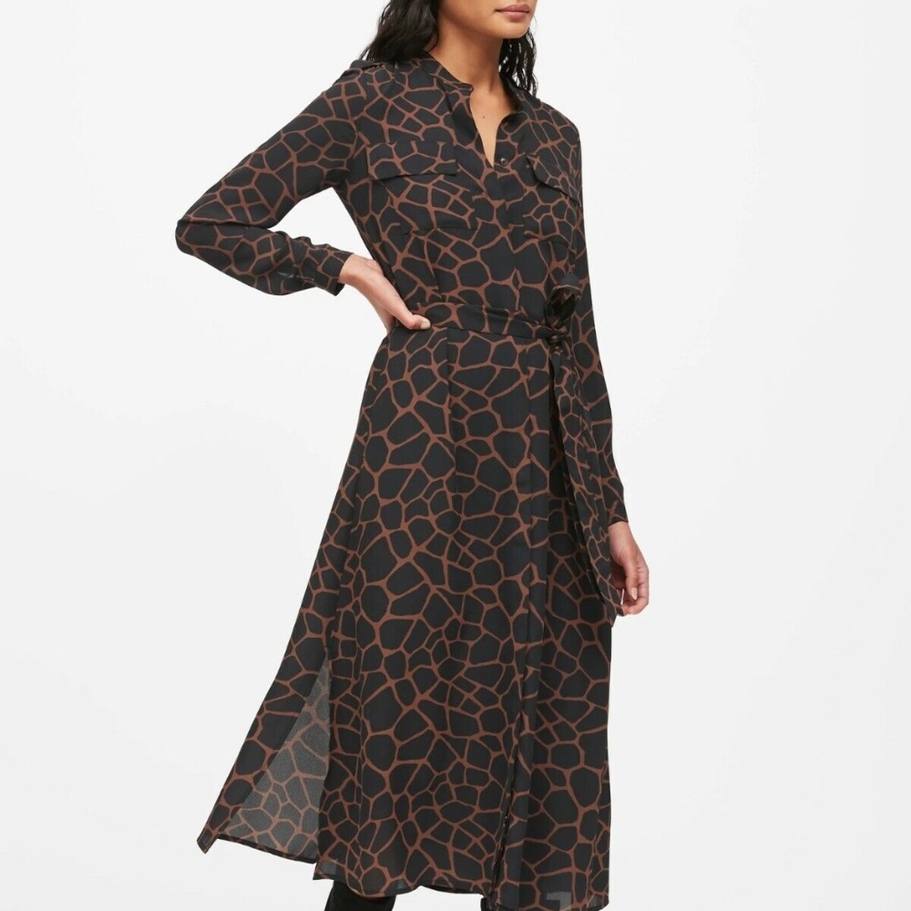 Banana Republic Print Utility Shirt Dress - Giraffe Print Size 2